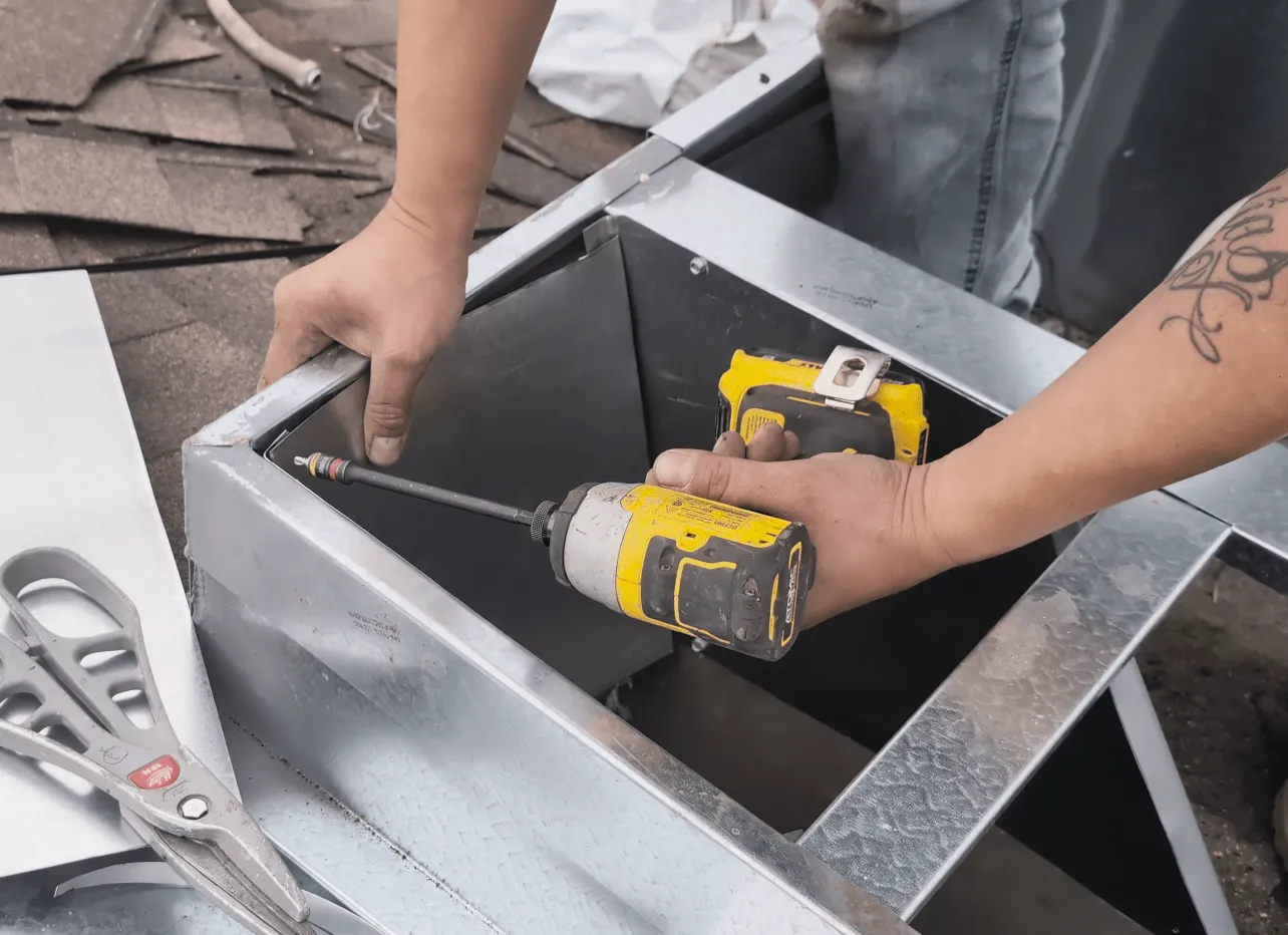 Screw sheet metal to curb
