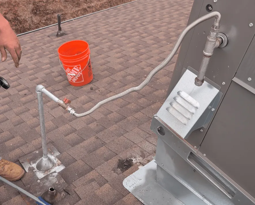 Connect the gas line to the unit