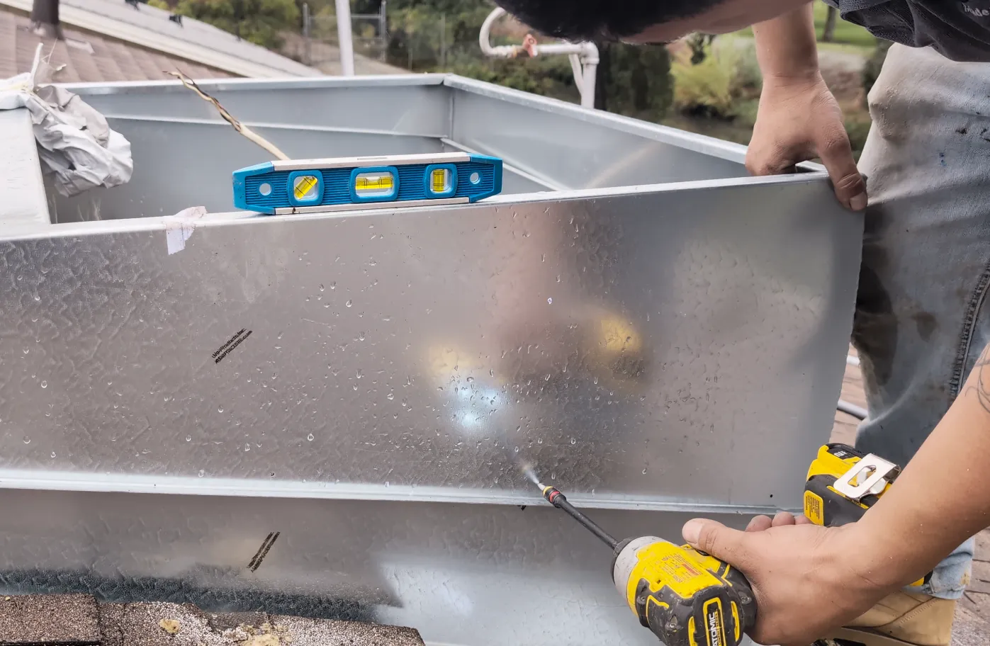 Drill into curb when it's level