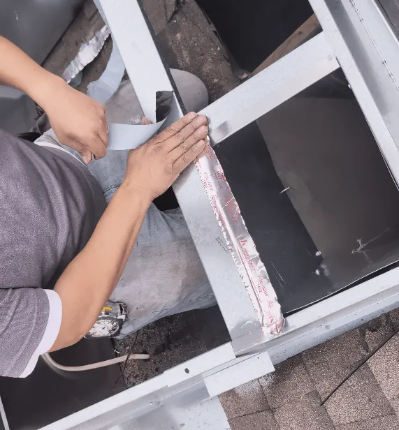 Apply HVAC foil sealer duct tape