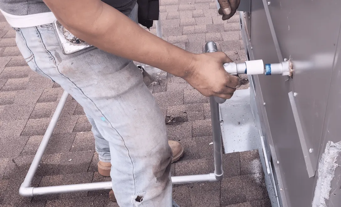 Apply PVC glue to connect the drip line to the unit